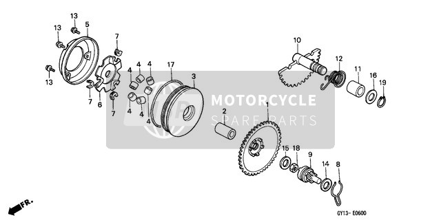 Honda SA50 1993 Manejar Cara/ Eje de arranque a patada para un 1993 Honda SA50